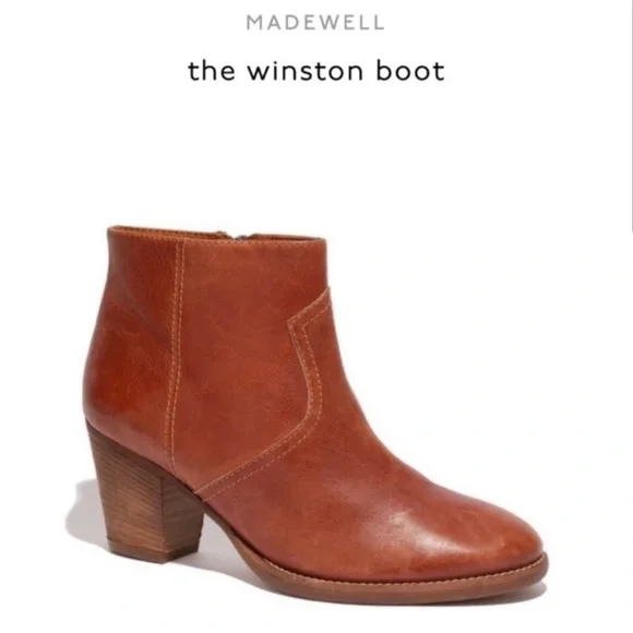 Madewell Leather Winston Ankle Booties Size 7.5 - Picture 1 of 9